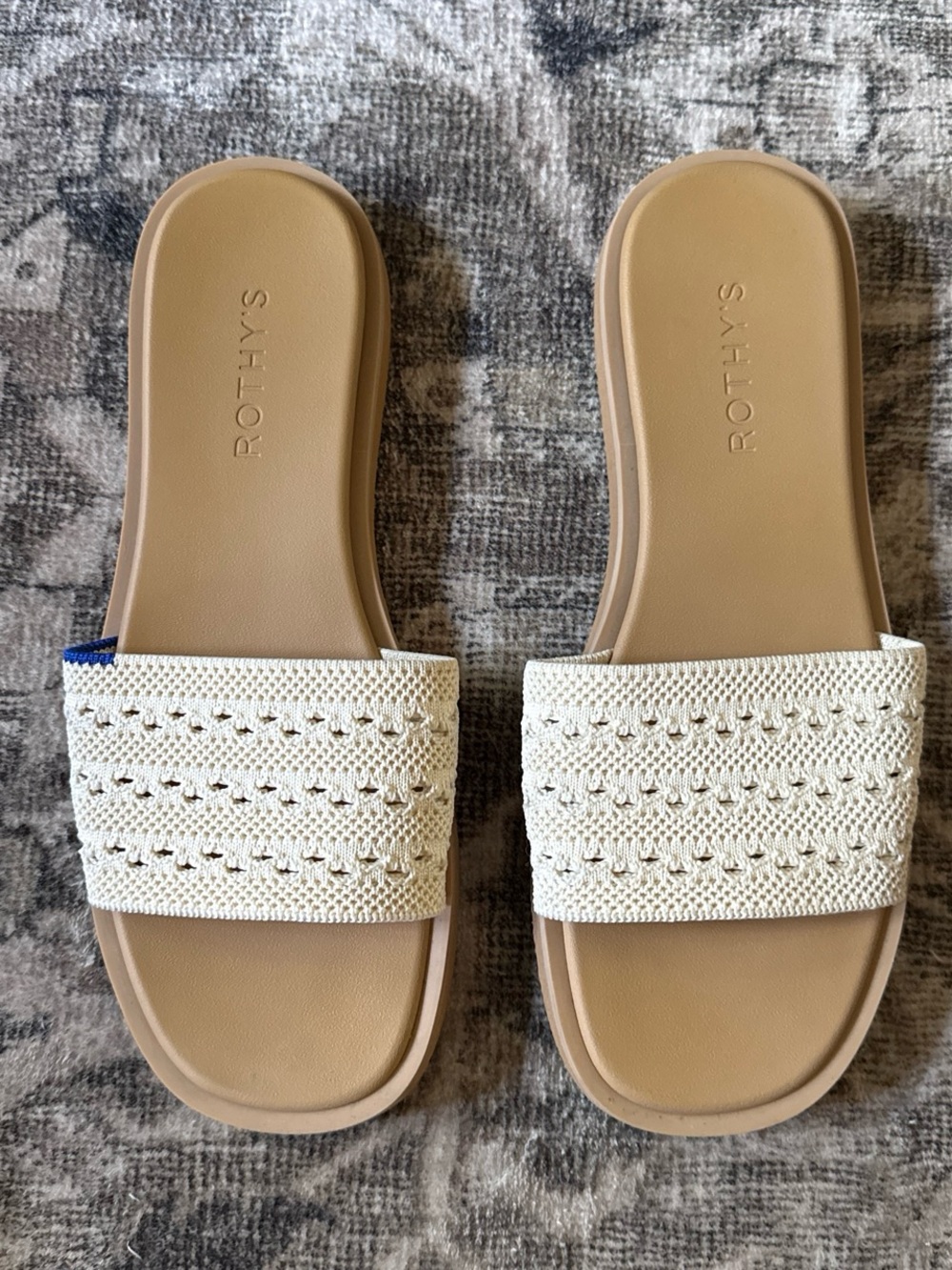 Rothy's Women's Cream Knit The Slide Sandals Size 8 - Picture 3 of 4